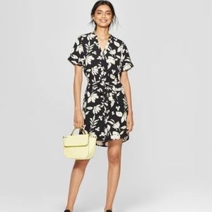 Women's Floral Print Short Sleeve Crepe Shirtdress